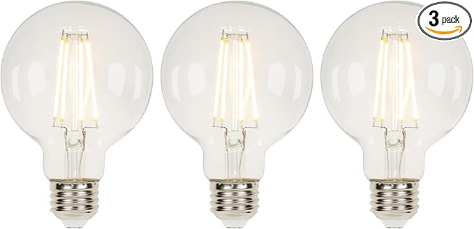 Westinghouse 43172EC3 5.5 Watt (40 Watt Equivalent) G25 Dimmable Clear Filament LED Light Bulb, Medium Base, 3 Pack