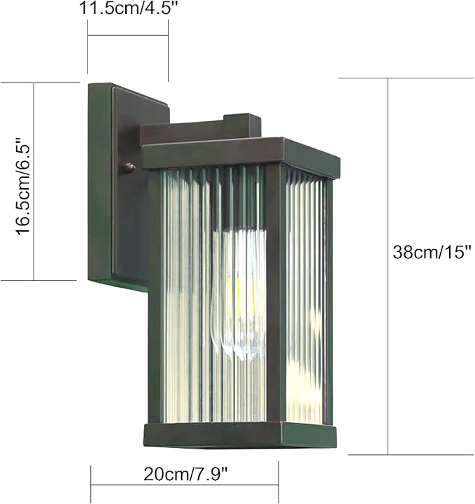 Outdoor Wall Light Fixtures, Exterior Waterproof Lanterns, Porch Sconces Wall Mounted Lighting with E26 Sockets & Glass Shades, Modern Matte Black Wall Lamps for Patio Front Door Entryway