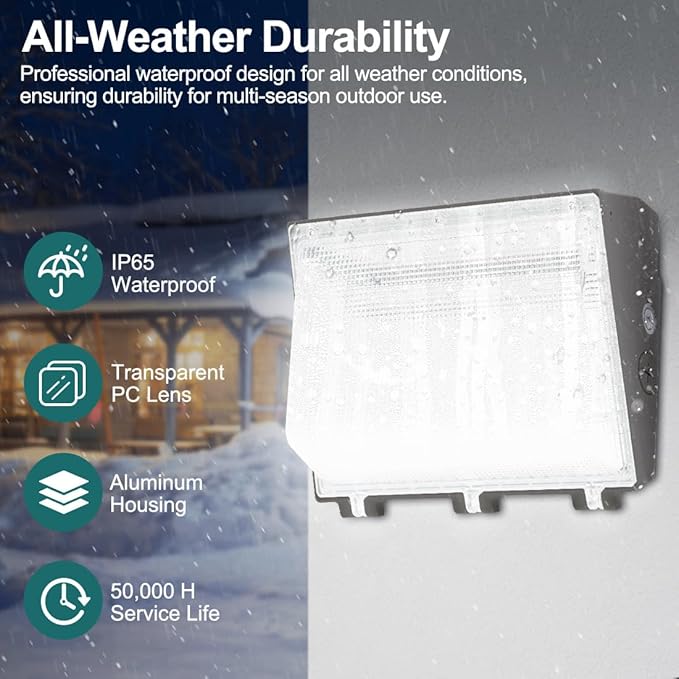 kadision 120W LED Wall Pack Light, 13200lm 5000K Daylight 100-277V, Dusk-to-Dawn Outdoor Lighting Fixture for Parking Lots, Backyards, ETL Listed 2-Pack