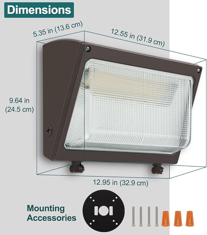 kadision LED Wall Pack with Dusk-to-Dawn Photocell, 120W/100W/80W Adjustable, 3000K/4000K/5000K Selectable, 15600lm 0-10V Dimmable Outdoor Security Lighting, 120-277V ETL Listed 2-Pack