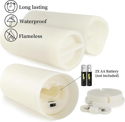 Set of 24 Waterproof Outdoor Flameless Candles, LED Candles with 4 Remote and Timer,(H 4" 5" 6" x D 2.2"),for Christmas,Halloween,Wedding,Festival