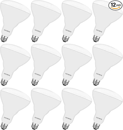 LUXRITE BR40 LED Light Bulbs, 85W Equivalent, 2700K Warm White, Dimmable, 1100 Lumen, LED Flood Light Bulb, 13W, E26 Medium Base, Indoor/Outdoor - Perfect for Office and Recessed Lighting (12 Pack)