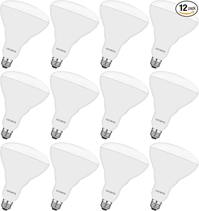 LUXRITE BR40 LED Light Bulb, 85W Equivalent, 6500K Daylight, Dimmable, 1100 Lumen, LED Flood Light Bulb, 13W, E26 Medium Base, Indoor/Outdoor - Perfect for Office and Recessed Lighting (12 Pack)