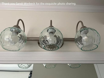 6.3 Inch Replacement Clear Hammer Glass Lamp Shade Light Fixture,for Replacement Wall Sconce Pendant Light Ceiling Light Chandelier Shade,Factory Outlet (Green Glass, 3 Pack)
