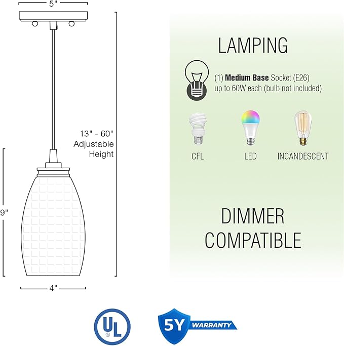 Kira Home Coast 9" Modern Oval Mini Pendant Light + White Frosted Glass Shade, Brushed Nickel Finish, 2-Pack