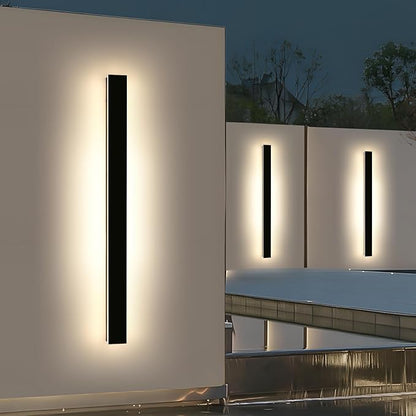 2 Pack Long Linear Outdoor Wall Light, 57inch LED Modern Wall Sconce, 3 Color 3000K/4500K/6000K, 50W, IP65 Waterproof, Exterior Porch Lighting Fixture for House, Garden, Garage