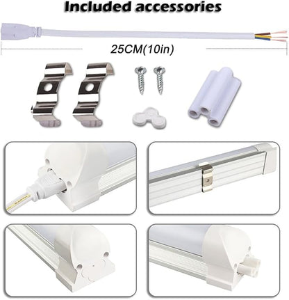 6FT Integrated Led Light 56W (120W Equivalent), V-Shape Shop Light Fixture, Plug and Play, Clear Cover, Cold White 6000K, AC85-265V - Pack of 25 Units