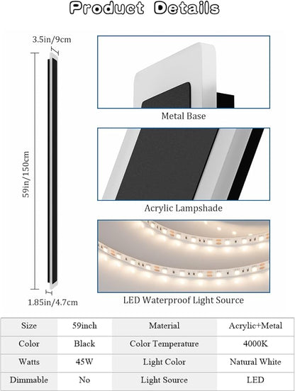 59In Long Outdoor Wall Light 4000K Dimmable IP65 Waterproof Linear Outdoor Light Modern Exterior Wall Lighting for Porch House