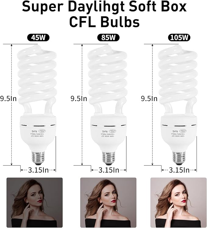 Skytex 1pcs 135W Light Bulb, 5400K Color Temperature CFL Photography Lighting, Daylight Spiral Softbox Lighting Kit Bulb in E27 Socket for Photo, Video and Studio Lights
