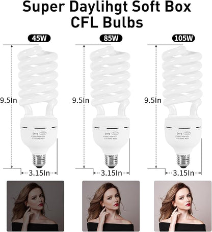 Skytex 1pcs 135W Light Bulb, 5400K Color Temperature CFL Photography Lighting, Daylight Spiral Softbox Lighting Kit Bulb in E27 Socket for Photo, Video and Studio Lights