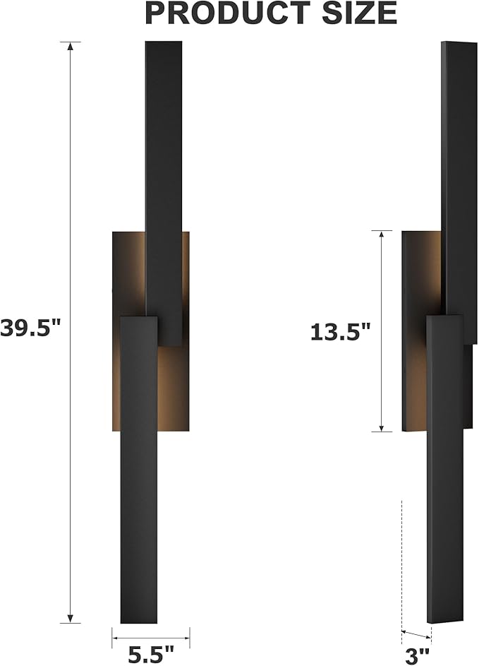 LamQee 39.4" Aluminum Long Outdoor Wall Lights, 3000K 1000LM 20W Integrated LED, Black Modern Exterior Lighting Fixtures IP65 Waterproof Contemporary Outside Sconce for House Porch Patio Garage Door
