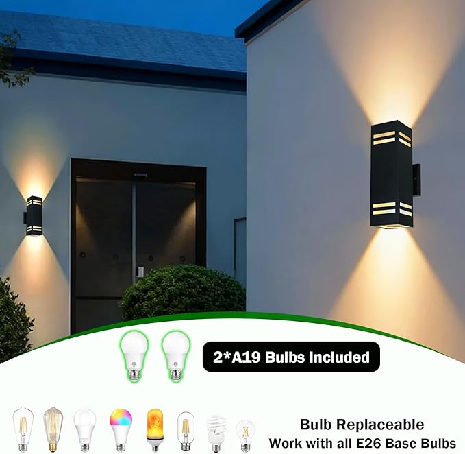 Up and Down Outdoor Wall Lights Fixture – ETL Listed, Aluminum Waterproof Wall Mount Square Design- Modern Exterior Lighting Outdoor Wall Sconce for Porch, Patio