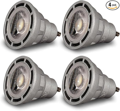 SunLight2® Premium Edition | GU10 LED Bulb 7W | 120V | 3000K - 1800K Dim to Warm | CRI 97 | 24° Narrow Beam MR16 Spotlight | Silver Finish | 4 Pack | Energy Efficient Flicker Free