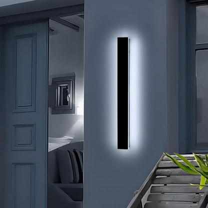 47.2inch Long Outdoor Wall Light Fixture, Garage Modern Wall Sconces, 6000K Cold White, IP65 Waterproof, White Acrylic, 42W, Minimalist House Exterior Lighting for Patio, Porch, Garden, Fence