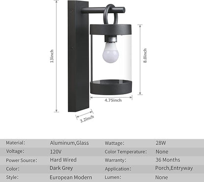 Dusk to Dawn Outdoor Wall Lighting 2 Pack Black Exterior Wall Lantern Sconce Fixture with E26 Base for Porch Patio Garage House