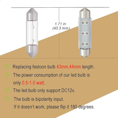 578 LED Bulb 43mm 44mm,211-2 Festoon LED Bulbs Amber Yellow,212-2 LED Car Bulb 6413 6429 DC 12V for Automotive Interior Door Cargo Lights (Pack 6)