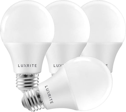 LUXRITE A19 LED Bulb 75W Equivalent, 1100 Lumens, 4000K Cool White, Dimmable Standard LED Light Bulbs 11W, Enclosed Fixture Rated, Energy Star, E26 Medium Base - Indoor and Outdoor (4 Pack)