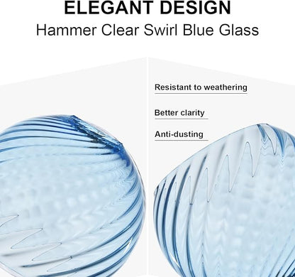 3-Pack Blue Ripple Glass Globe Cover for Ceiling Fixture Replacement, E26 Base 1-5/8 Inch Fitter, Globe Cover for Ceiling Wall Fixtures Lamp Posts or Streetlights