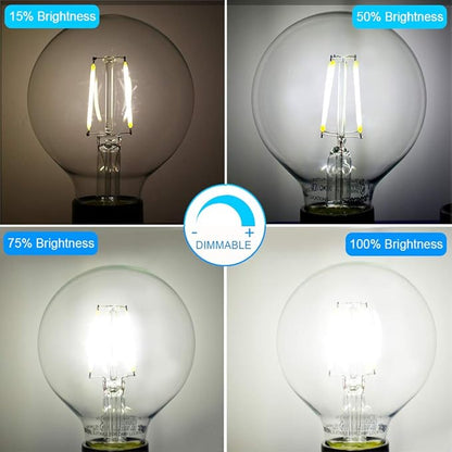 Energetic 12-Pack LED Globe G25 Dimmable Edison Light Bulb, 40 Watt Equivalent, 5000K,350LM, E26 Medium Screw Base, Christmas Light, G80 LED Edison Light Bulb, UL Listed