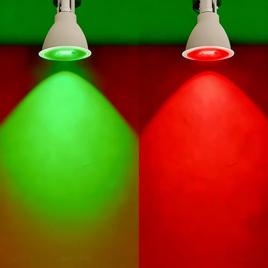 Red Green MR16 LED Bulb，50W Halogen Equivalent,5W MR16 GU5.3 12-36V AC&DC Spotlight Bulb,38° Beam Angle for Landscape,Dimmable,12-Pack Mix.