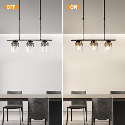 3 Pack Clear Glass Lamp Shades with Decorative Pattern, 1-5/8 inch Fitter, Cylinder Glass Shade Covers Replacement Globe for Pendant Light fixtures Floor lamps Wall Sconces
