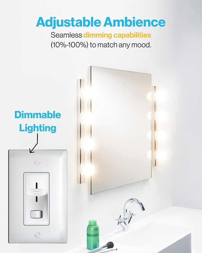Sunco 10 Pack G25 LED Light Bulbs, Vanity Globe Light Bulbs for Bathroom, 450 LM, 3000K Warm White, 6W (40W Equivalent), Dimmable Mirror Vanity Decorative Bulb, E26 Base UL