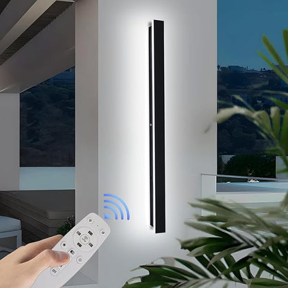 Modern Black Outdoor Wall Lights for House 59.1" Garage Exterior Lighting Fixtures LED IP65 Outdoor Wall Light Dimmable 3000K-6000K Long Strip Anti-Rust Wall Lamp for Patio Passage Porch