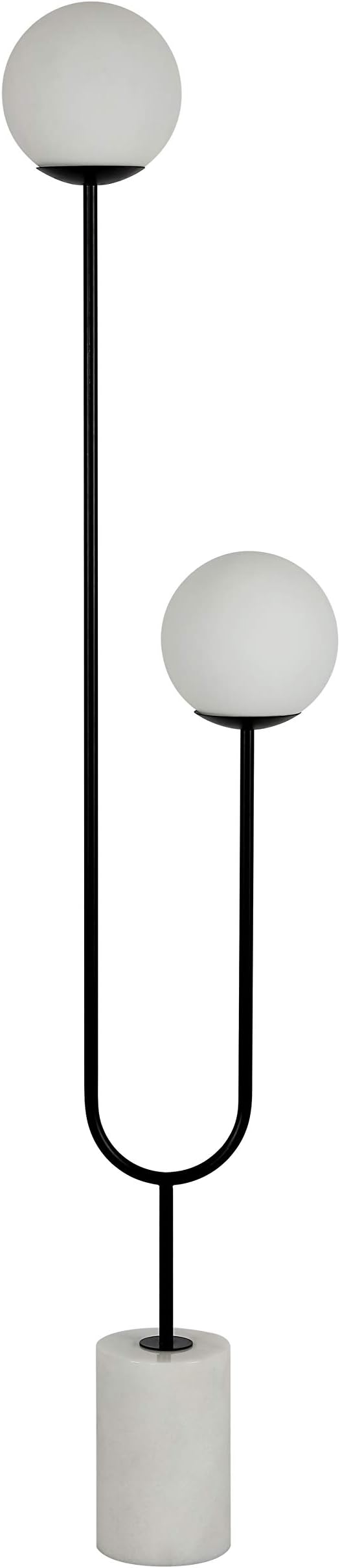 SAFAVIEH Lighting Collection Leif Modern Orb 68-inch 2-Light Black Iron/Marble Floor Lamp (LED Bulb Included)