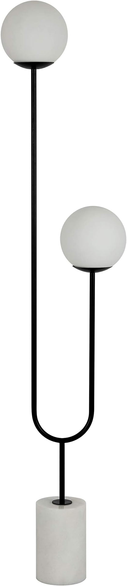SAFAVIEH Lighting Collection Leif Modern Orb 68-inch 2-Light Black Iron/Marble Floor Lamp (LED Bulb Included)