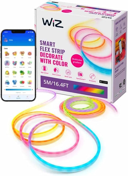 WiZ Connected Neon Smart Flex Strip – 16.4 ft (Two 8.2ft Strips), 16 Million Colors + Shades of White, Dynamic Light Scenes, Connects to Your Wi-Fi, Voice/App Control