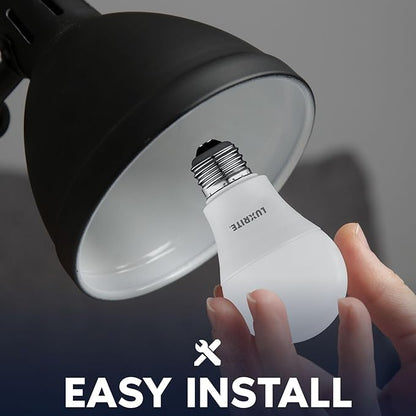 LUXRITE A19 LED Light Bulb 60 Watt Equivalent, Non-Dimmable, 2700K Warm White, 800LM, Standard LED Light Bulbs 8W, E26 Base, Enclosed Fixture Rated, Damp Rated, ETL Listed (48 Pack)