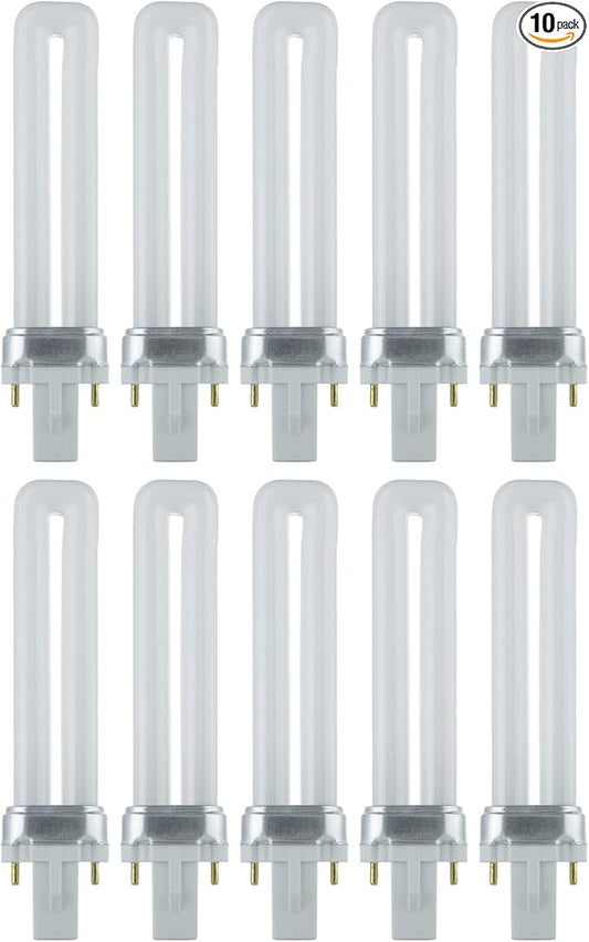 Sunlite 40499 PL7/SP35K Plugin U-Shaped Compact Fluorescent Lamp, 7 Watts, 360 Lumens, 3500K Neutral White, 2-Pin (G23) Base, 10 Pack