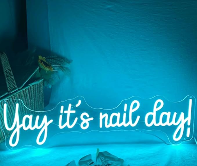 Yay It's Nail Day! Custom LED Neon Sign Night Light Wall Nail Salon Beauty Room Studio Nail Bar Decor Wedding Decoration USB Powered Personalized Gift Size:50cm