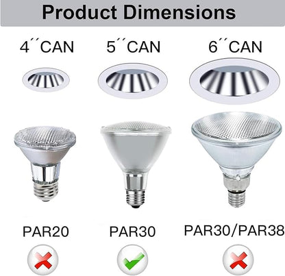 Halogen PAR30 Long Neck 75W 120V 800LM, 6 Pack High Output Halogen PAR30 Dimmable 2800K Warm White with E26 Base, Long Lifespan Long Neck Flood Light Bulb with CRI100 for Recessed Lighting