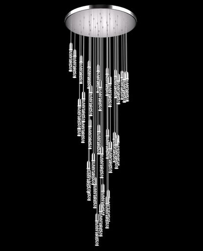 Pendant Lights Kitchen Island, 3000K-6500K Modern Kitchen Island Lights Brushed Nickel, 36-Light Ceiling Lighting Fixtures with Crystal Bubble, Integrated LED Hanging Light for Living Room