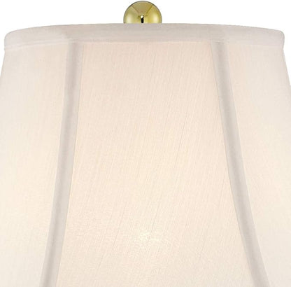 Regency Hill Traditional Glam Luxury Table Lamps 26.5" High Set of 2 Clear Glass Urn Brass Gold Metal White Cream Bell Shade Decor for Living Room Bedroom House Bedside Nightstand Home