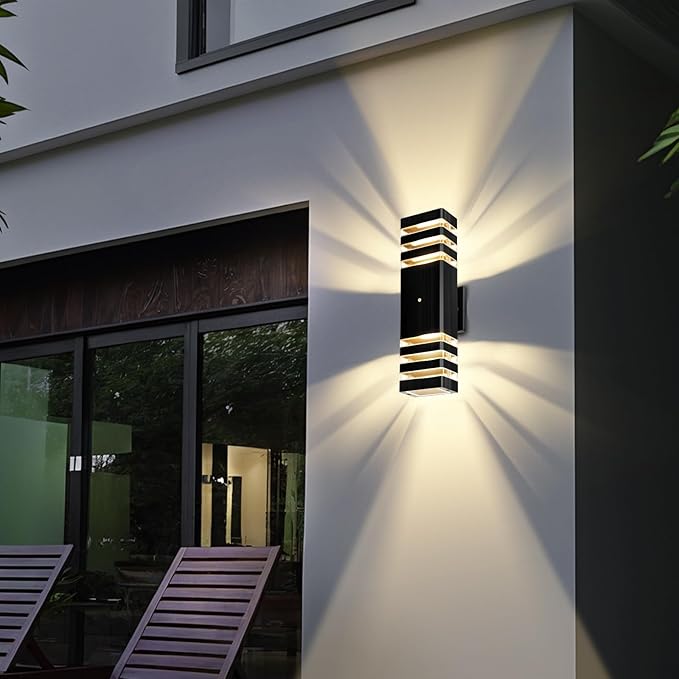 LED Square Up & Down Wall Lights 2 Pack 15inch,Outdoor Wall Lights 3000K Aluminum Body Waterproof IP65 Exterior Light Fixtures Wall Mount, Up Down Porch Lights Outdoor for House Porch Garage