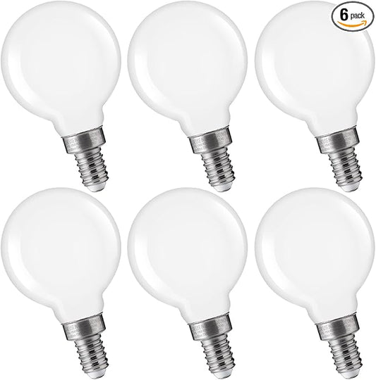 FLSNT Dimmable LED Candelabra Bulbs 60W Equivalent, G16 1/2 LED E12 Chandelier Light Bulbs for Bedroom, Bathroom, 550LM, CRI90, 5.5W, AC 120V, 6 Pack, 4000K Cool White