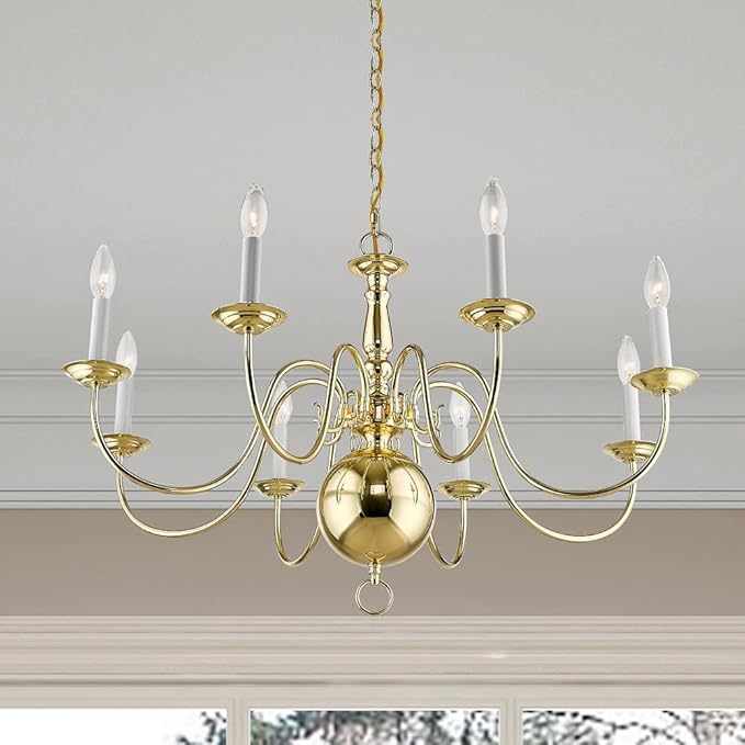 Livex Lighting 5007-01 Williamsburgh 8-Light Chandelier, Antique Brass,Copper