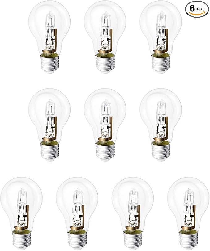 A55 E27 53W 220V Halogen Lamp 96×55mm 2700K Clear Bulb Replacement for Incandescent Light, 10 Pack