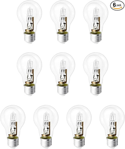 A55 E27 53W 220V Halogen Lamp 96×55mm 2700K Clear Bulb Replacement for Incandescent Light, 10 Pack