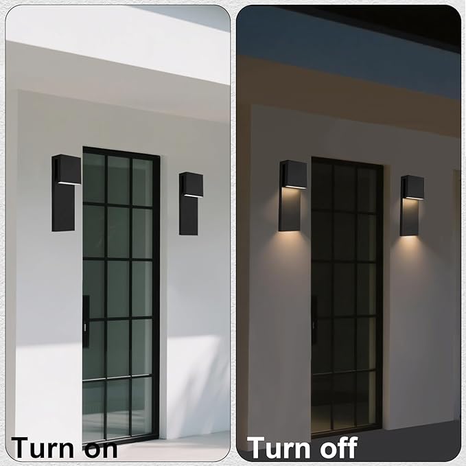 15" Exterior Lighting Fixtures, IP65 Waterproof Wall Mount Light, 435LM, 3005K, Corrosion-Resistant for Front Porch, Garage, Exterior Wall, Farmhouse, Front House, Entrance, Rustic - 2 Packs