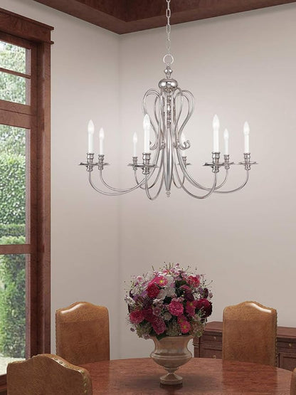 Livex Lighting 5168-35 Caldwell 8-Light Chandelier, Polished Nickel
