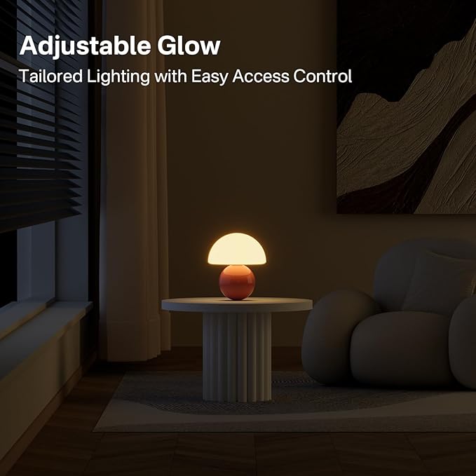Mushroom Lamp Desk Lamp for Bedroom,Table Bedside Small Lamps for Living Room,Mushroom Decor Cute Mini Modern Mid Century Lamps for Night Stands,Unique Aesthetic Home Living Room Decor(Pink)