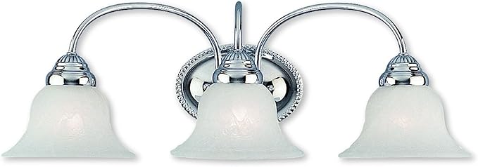 Livex Lighting 1533-05 Edgemont 3 Light Wall Sconce Chrome with White Alabaster Glass, 23.5 x 8.75 x 8