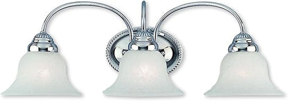Livex Lighting 1533-05 Edgemont 3 Light Wall Sconce Chrome with White Alabaster Glass, 23.5 x 8.75 x 8