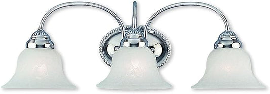 Livex Lighting 1533-05 Edgemont 3 Light Wall Sconce Chrome with White Alabaster Glass, 23.5 x 8.75 x 8