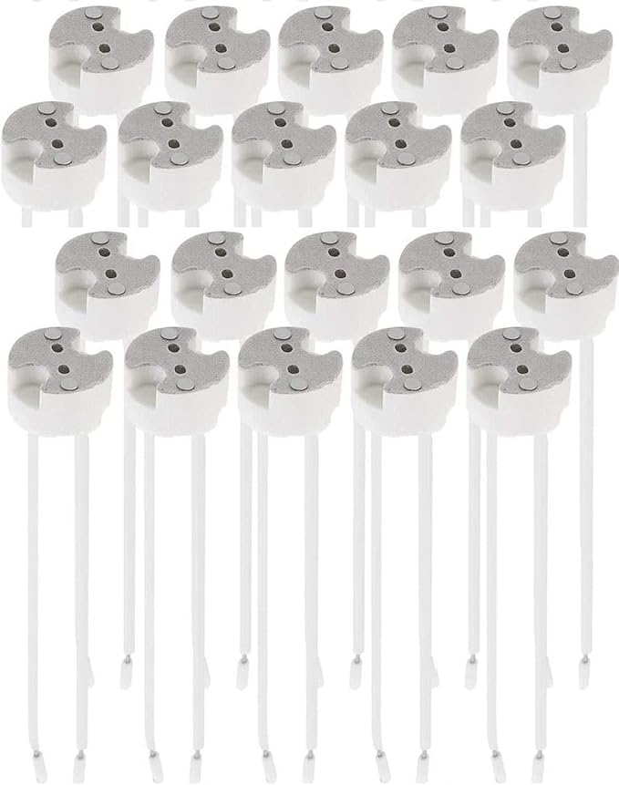 Bioluz LED 20 Pack MR16 Light Socket for Halogen and LED, fits All GU5.3 Sockets, Ceramic Base with Silicon Wire Also fits MR11 and G4 (Pack of 20)