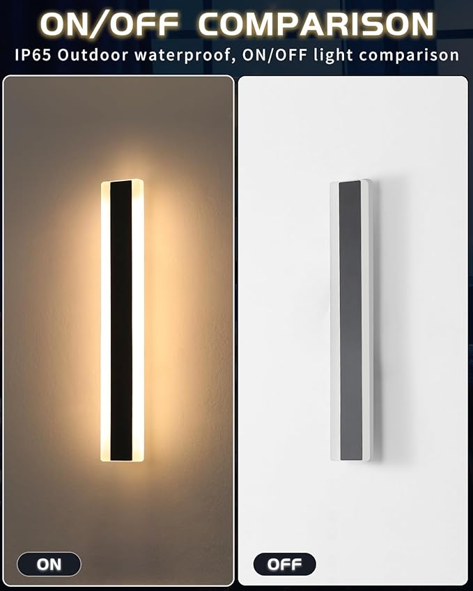 Mikeru 2pack 31.4inch Outdoor Wall Light Fixtures, 10%-100% Dimmable Outdoor Wall Lights Exterior Front Porch Light 3000-6000k Wall Mounted Led Lighting for Basement, Shop,Garage Lighting