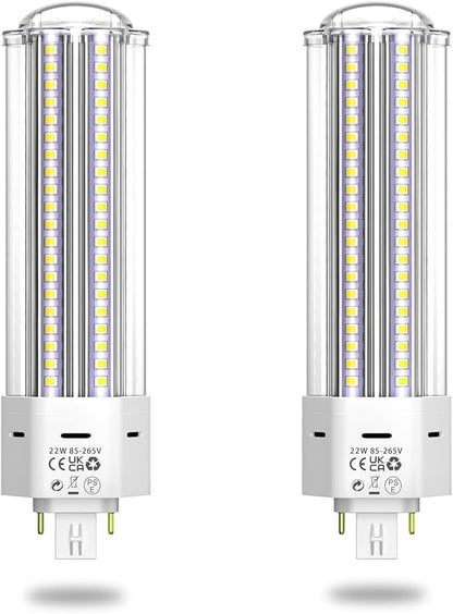 GX24QG24Q LED 4-Pin Base Light Bulb 22W (42W CFLCompact Fluorescent Lamp Equivalent) GX24 LED PL-C Recessed Lamp, RemoveBypass The Ballast, 6000K, 2-Pack, 22 Watts, 2 Pack, Daylight